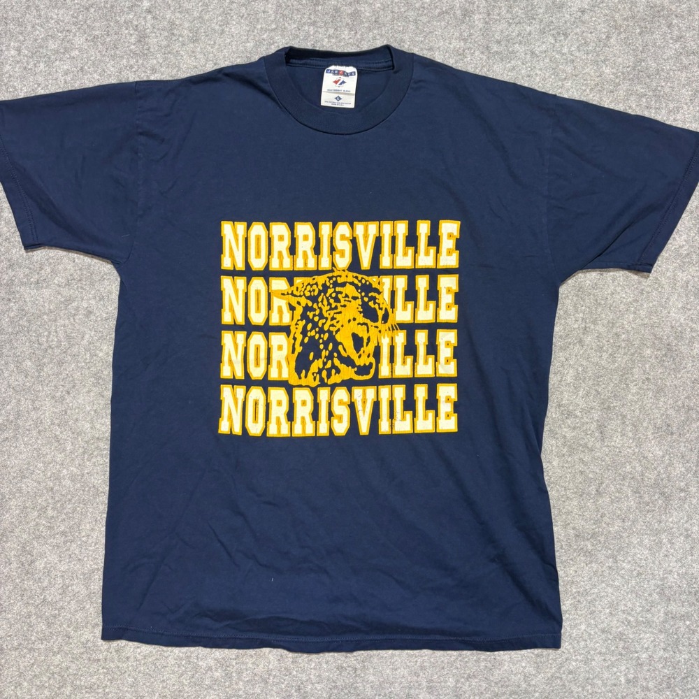 Vintage Jerzees Norrisville Jaguar T-Shirt Mens Large Navy Blue Made in USA